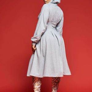 Hooded Gray Couture Dress